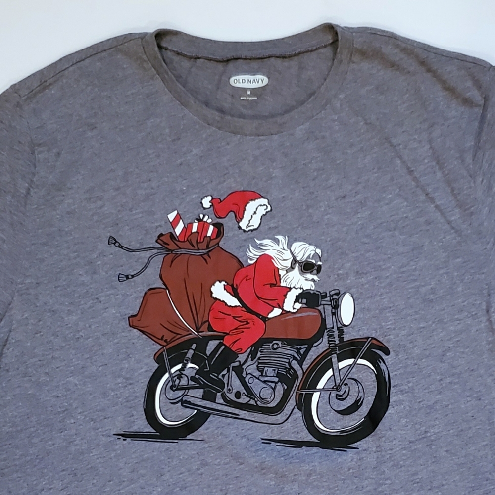 Santa Motorcycle Graphic T-shirt